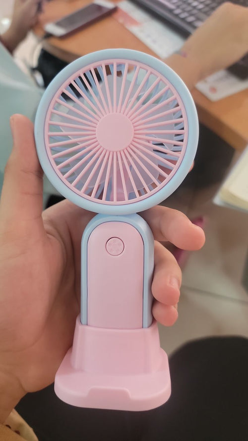 مروحة يدوية محمولة بتصميم زهرة 🌸